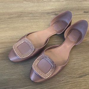 Roger Vivier Chips Strass Satin Ballerina Flats Pinky Purple 38